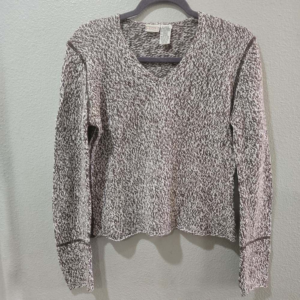 Arizona Jean Company Brown and Off-White Knit Sweater, Vintage